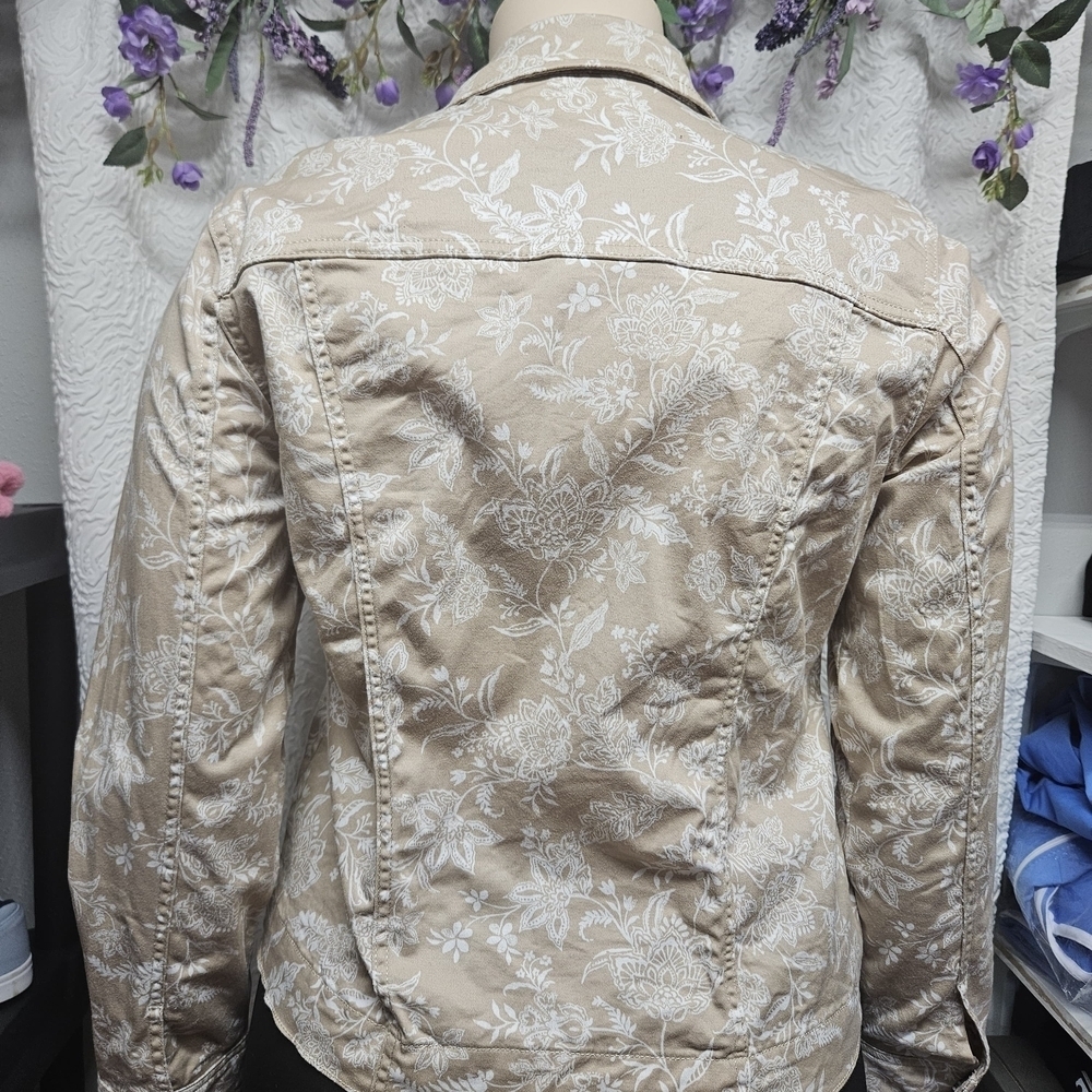Croft & Barrow Tan Jean Jacket Fitted Waist-Length - Picture 4 of 7